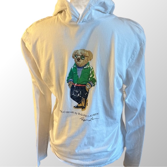 Ralph Lauren BLAKE Polo Bear long sleeve button down shirt, men's XL size cotton Blue type light blue Vintage Second Hand